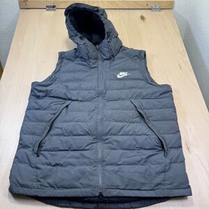 Nike Men's Down Fill Puffer Vest Hooded Dark Gray‎ XXL Padded Insulated